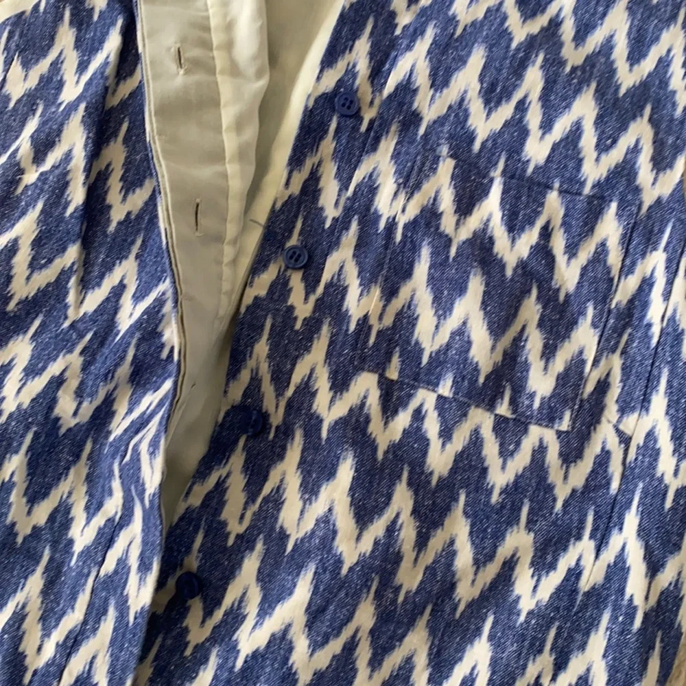 J. Crew Blue & White‎ Ikat Romper Size 2